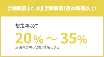 常勤職員または非常勤職員（週20時間以上）：20～30％