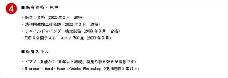 職務経歴書の保有資格・スキル等